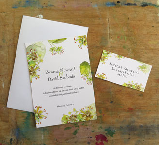 Svatební oznámení Akvarel v zeleném provedení