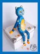 Kočka modrá domácí - papírmaše, dráty, papír, barvy, modelovací hmota bytosti